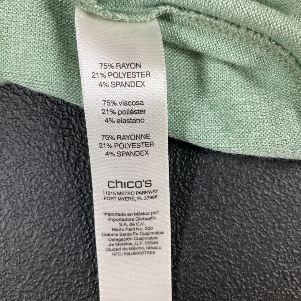 Zenergy Chico Green Long Sleeve Soft Crewneck Athlesiure Wrap Front Tunic Cozy - Picture 8 of 9